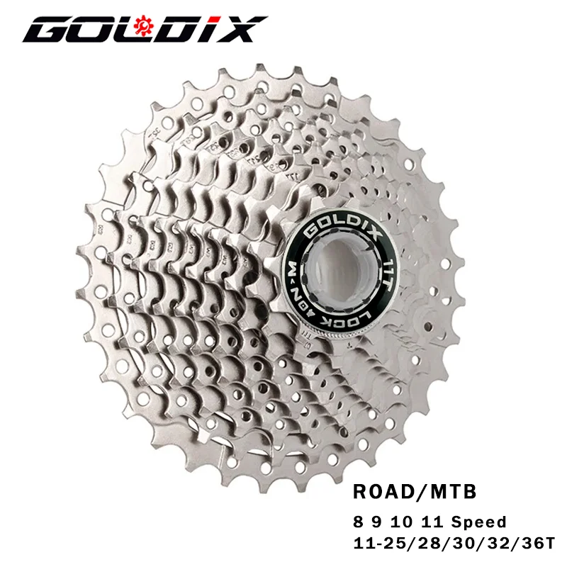 

GOLDIX Road Bike 8 9 10 11 Speed Velocidade 11-25T/28T/32T/34T/36T Bicycle Cassette Freewheel MTB Sprocket for SHIMANO SRAM