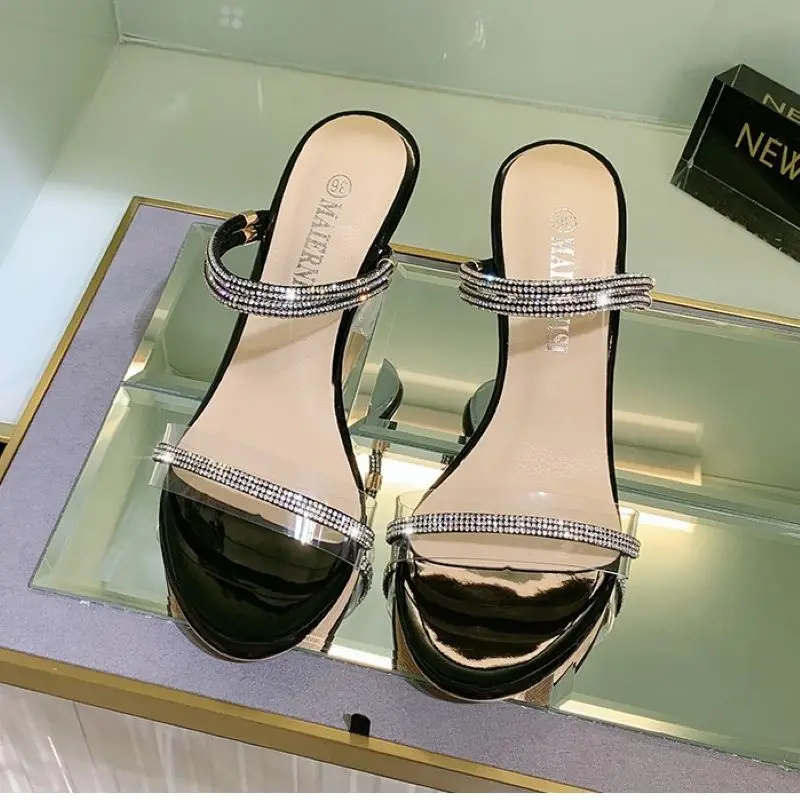 Xibeilove 2023 Summer New Women's Fashion Luxury Transparent PVC Rhinestone Wedge Sandals Party Shoes Size 35 to 41