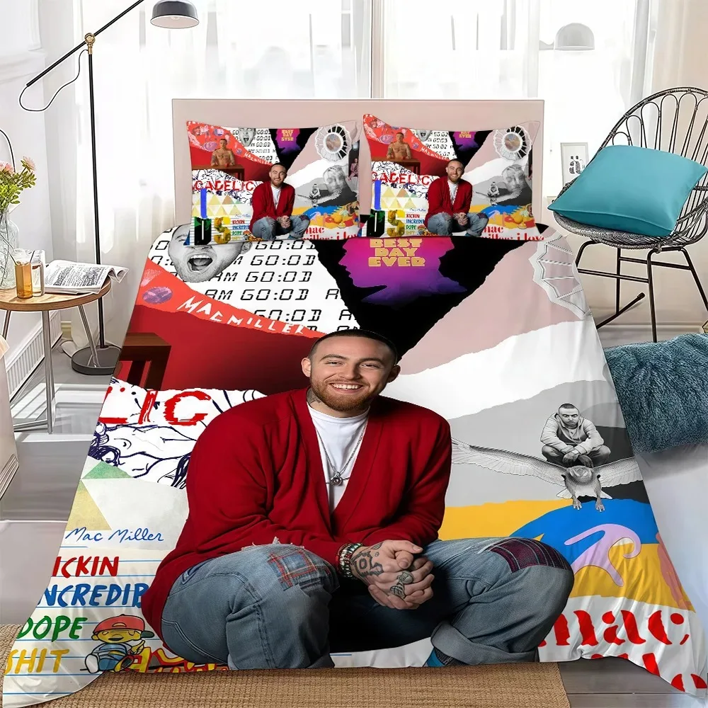 Фото Изысканный комплект постельного белья с 3D-принтом M-Mac M-Miller Rapper, пододеяльник, размеры King, Queen, Twin, для взрослых фанатов хип-хопа, декор для спальни №4