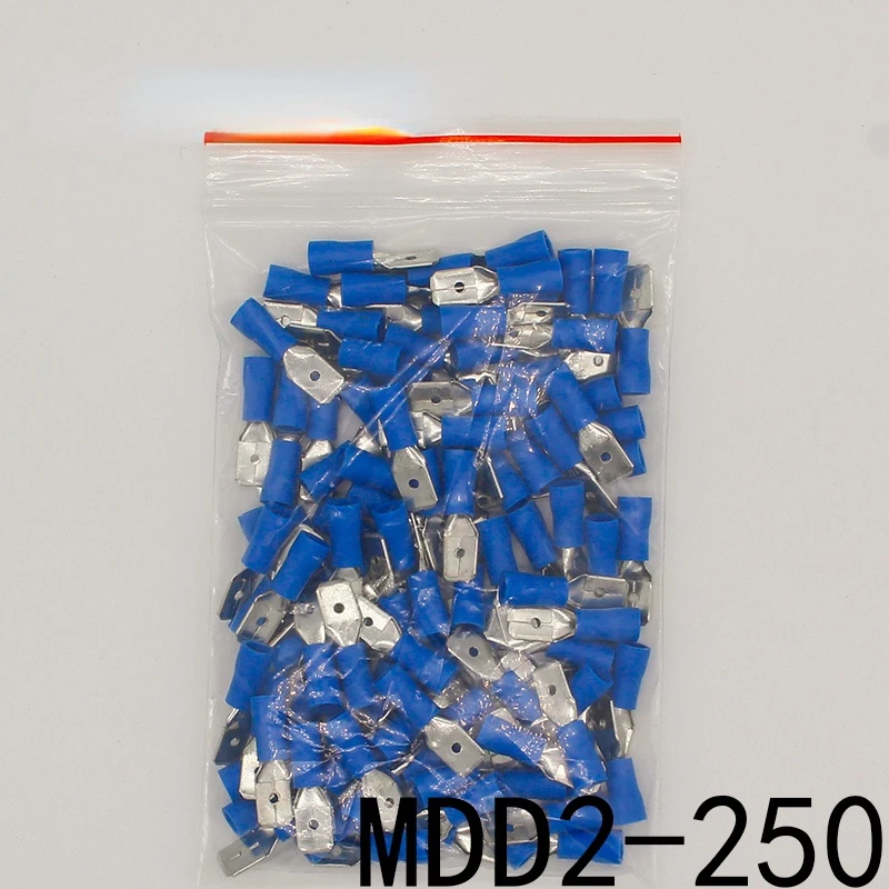 

MDD2-250 MDD2.5-250 male Insulated Spade Quick Connector Terminals Crimp Terminal AWG 100PCS/Pack MDD