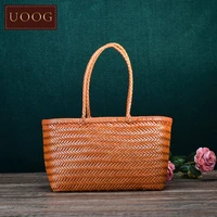 leather woven womens bag leather beach bag straw pure luxury bag french casual 2022 new summer vegetable basket bag