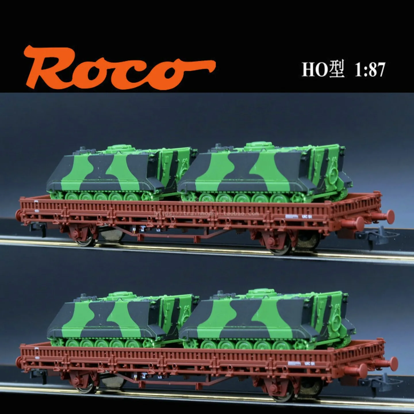Фото Модель поезда ROCO в масштабе 1/87: платформенный транспортер 67029 DSB M113 Tank KE, платформенный транспортер для коллекции. №1