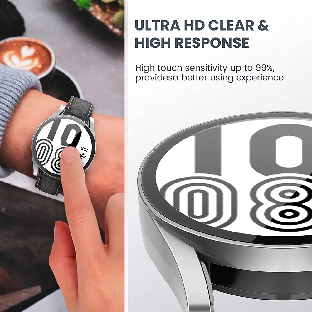 Tempered Glass+PC Cover for Samsung Galaxy Watch 4 5 6 44mm 40mm All Coverage Protective Bumper Case Galaxy Watch4 5 Accessories