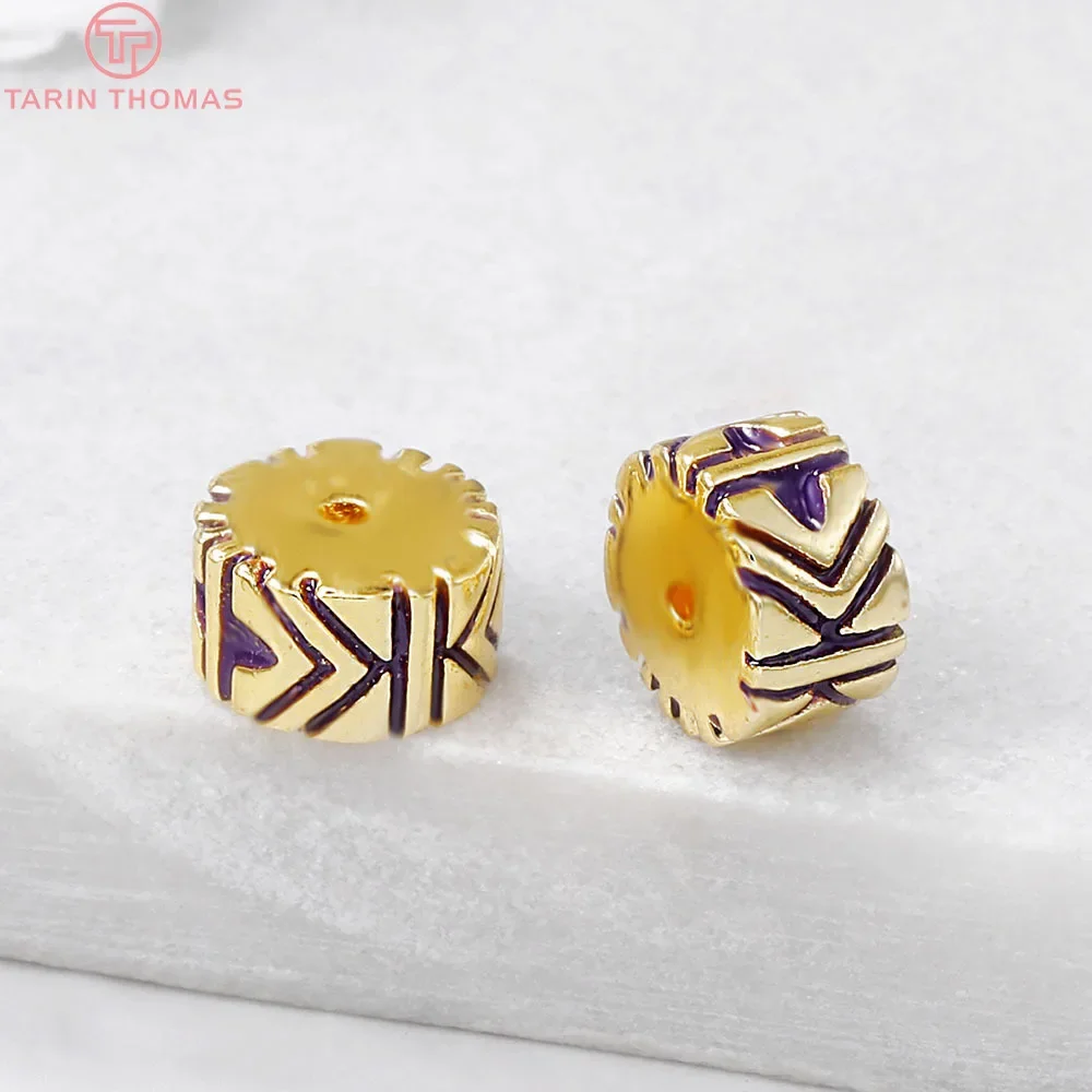 (2896) 4 шт. 6x10 мм 24-каратное золото с покрытием из латуни капающее масло