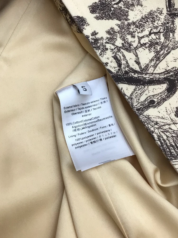 Женский Длинный тренчкот SEQINYY модельный с винтажным цветочным принтом 100% хлопок