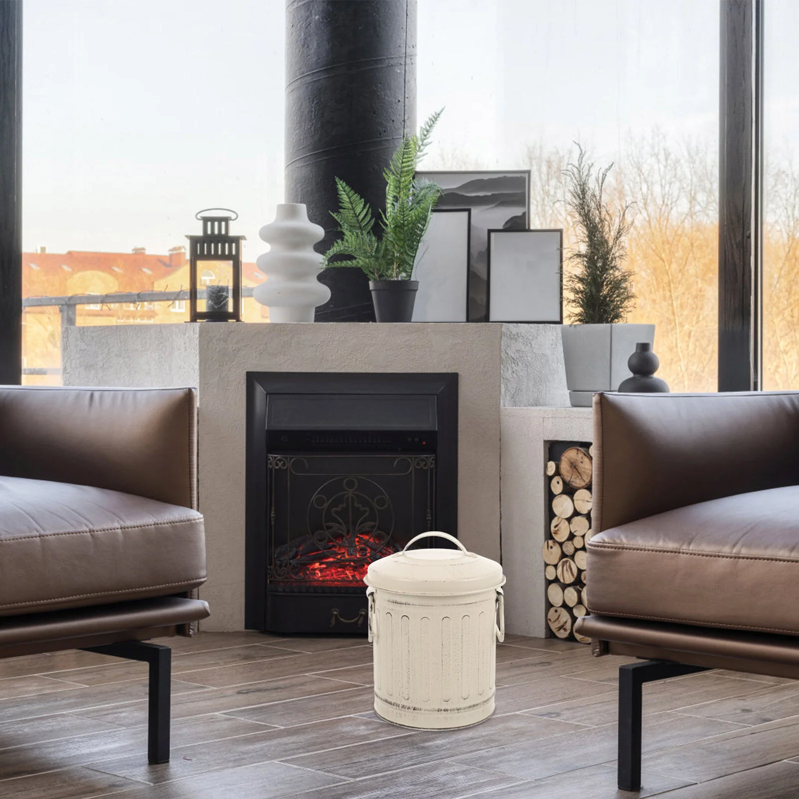 

Black Metal Fireplace Ash Metal Bucket Household Ash Bucket Metal Bucket with Lid