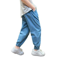 boys jeans 2022 new fashion summer anti mosquito pants teen loose elastic waist casual solid children clothes high quality 5 14t
