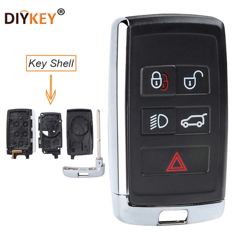 

DIYKEY 5 Button Replacement Remote Key Shell Case Fob for Range Rover Evoque Sport Velar 2018-2019 KOBJXF18A