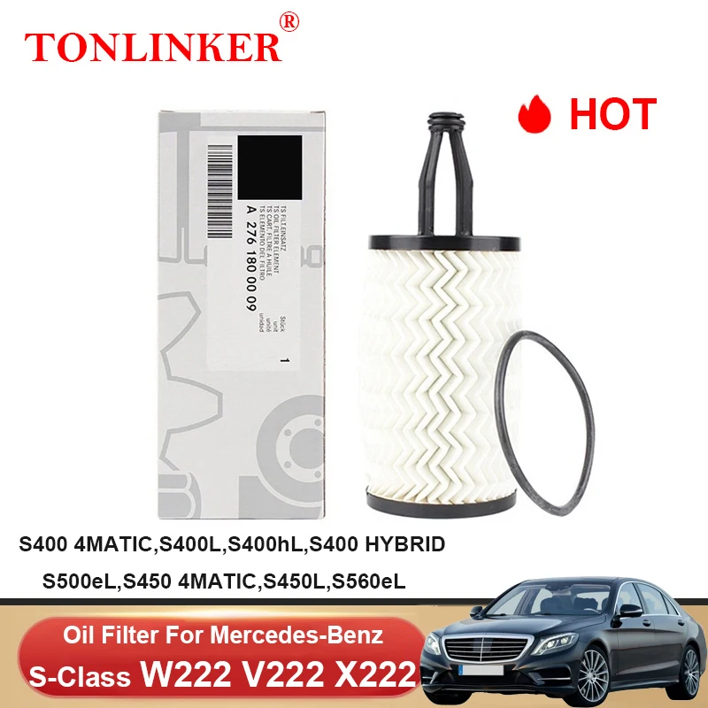 Масляный фильтр TONLINKER A2761800009 для Mercedes Benz S Class W222 2013 2014 2015 2016 2017 2018 2019 2020 V222 X222 S400 S450 4matic S400L S450L S500EL S560eL