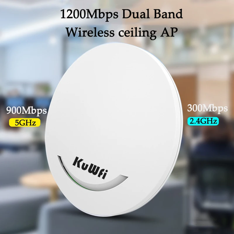 KuWFi Ceiling AP WIFI Router 1200Mbps WIFI Extender 11ac 2.4Ghz&5.8 Ghz Ceiling-mounted POE Adapter Wireless Access Point