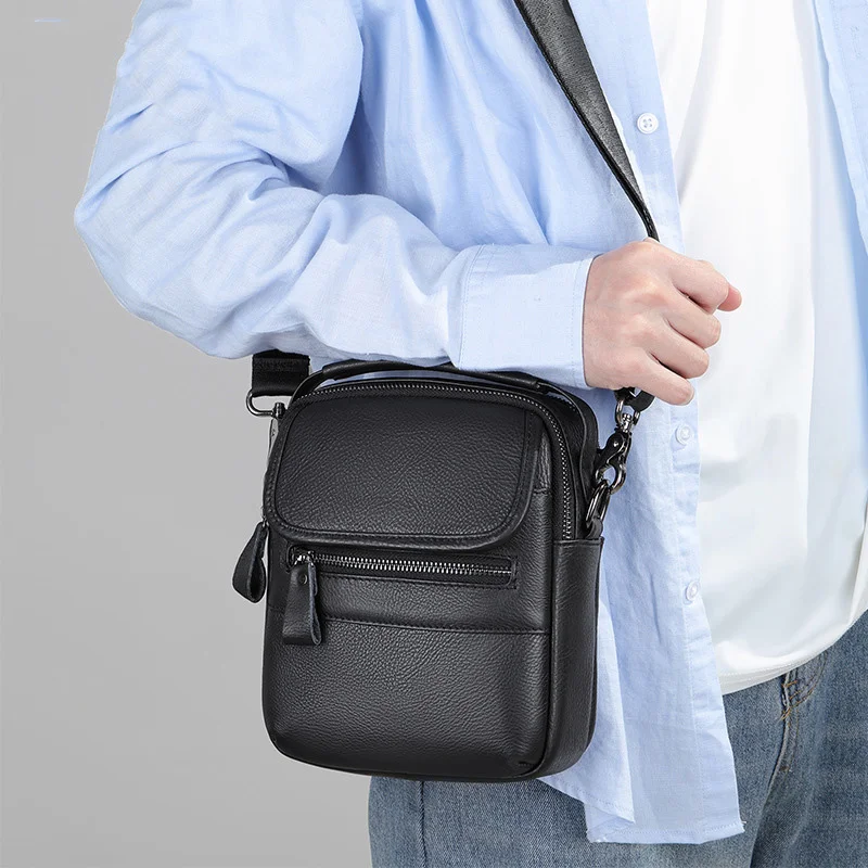 

Small Shoulder Bags Men Male Genuine Leather Crossobody for Phone Waterproof Men's Mini Message