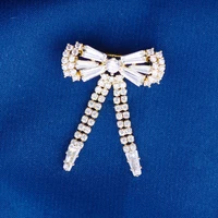 korean version of fashion cute bow brooch creative and elegant zircon pin collar placket anti glare accessories corsage