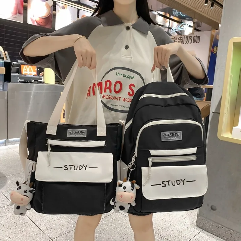 

Женский рюкзак в стиле Харадзюку, школьная сумка для девочек, вместительные водонепроницаемые Рюкзаки для ноутбука, трендовые сумки для кн...