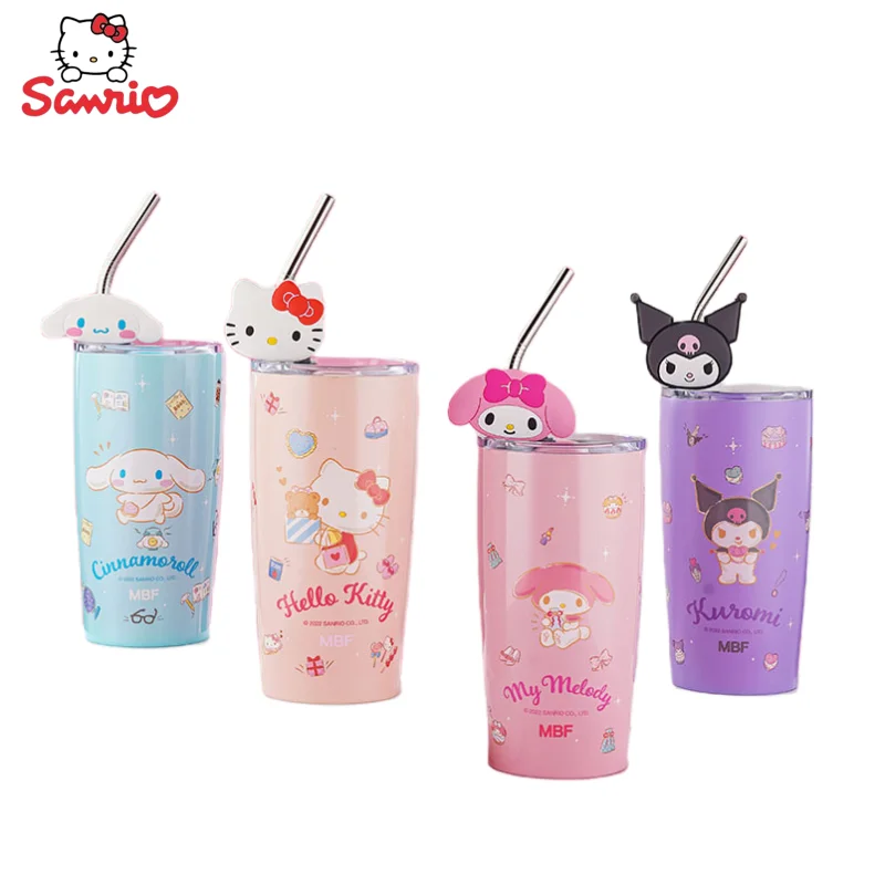 

Hello Kitty Kuromi Cinnamoroll My Melody Sanrio Anime Peripheral Kawaii Cute Cartoon Water Cup Creative Anti-scalding Straw Cup