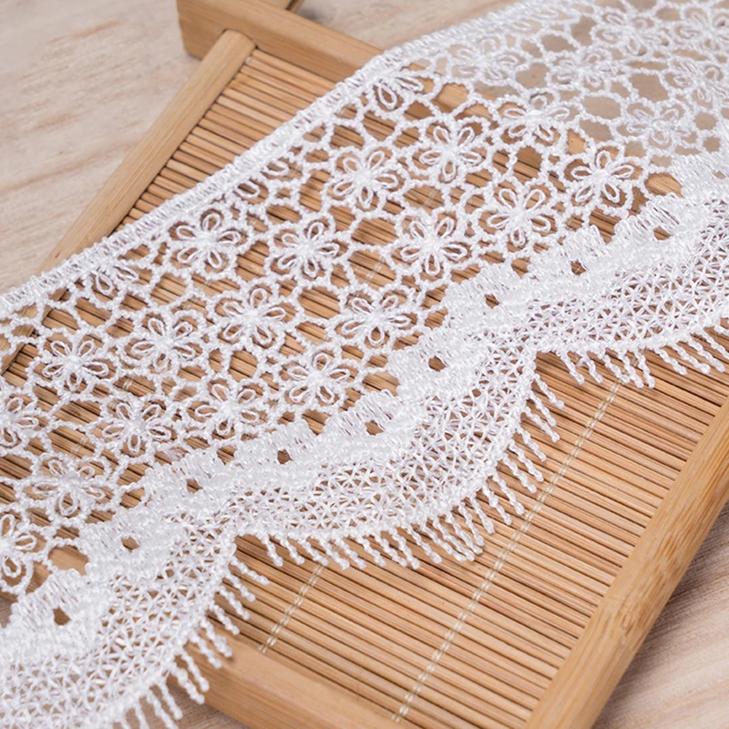 29 ярдов, белые, черные водорастворимые Полиэстеровые кружевные тесьма, кружевные тканевые ленты, «сделай сам», для платья, одежды, юбки, занавески, аксессуары