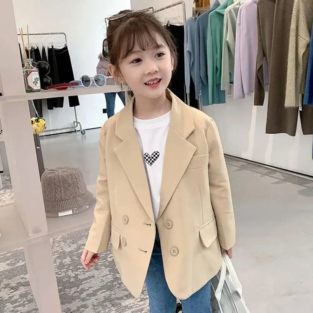 

Детский однотонный пиджак на пуговицах, повседневный пиджак в Корейском стиле для девочек, на возраст 8-10 лет, для весны, 2022, 3-12, 7
