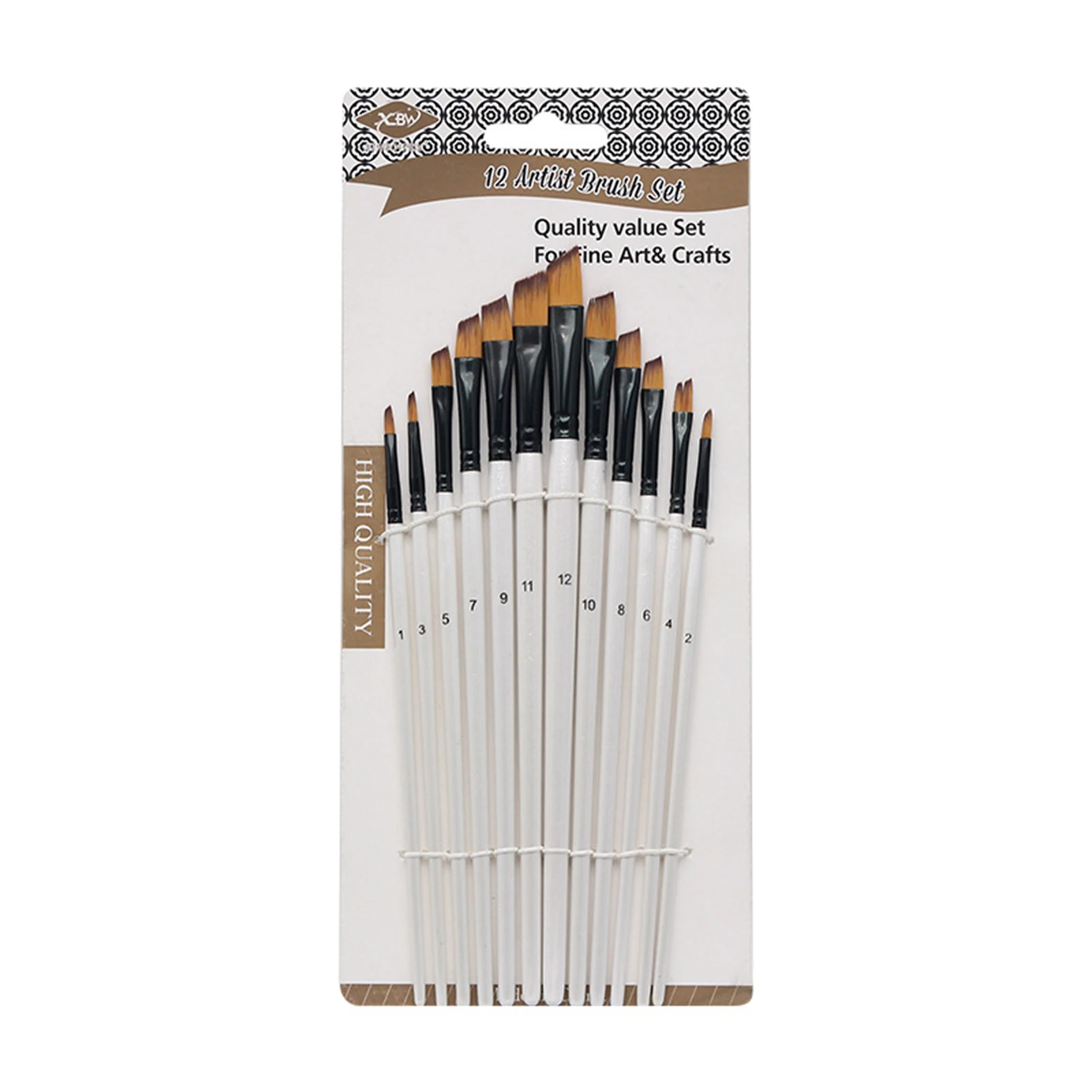 

12pcs White Pole Painting Brush Nylon Bristle Painting Pen Brushes for Oil Painting Gouache Paints