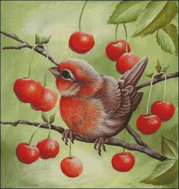 

Little Bird Cherry 16CT 14CT Canvas Unprinted Top Quality Cross Stitch Kit Embroidery Art DIY Handmade Needlework Home Decor