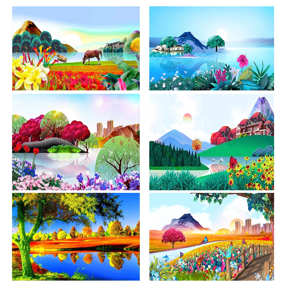 

Набор для алмазной живописи, алмазная 5D Вышивка «сделай сам» с полным кругом, с рисунком пейзажа, мозаика, вышивка крестиком, украшение для д...