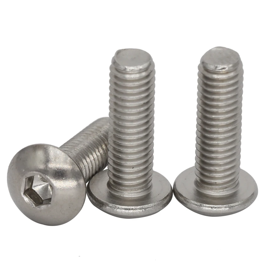 M3 3mm 4mm 5mm 6mm 7mm to 90mm 304 316 Stainless Steel 304ss 316ss DIN7380 Mushroom Round Hex Hexagon Socket Button Head Screw