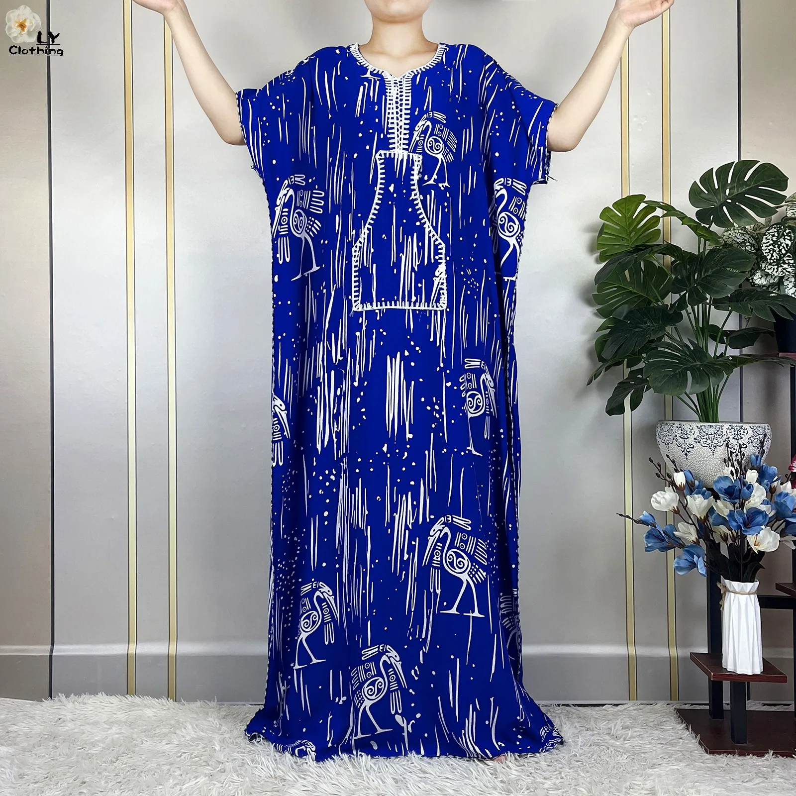 Новинка 2023 африканская абайя модное свободное платье с коротким рукавом кафтан