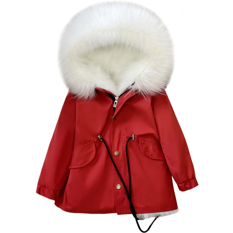 

Toddler Kid Fur Coat Elegant Zip Fur Inside Hooded Jacket for 1.5-14years Child Boys Girls Winter Coat Warm Jacket Outerwear