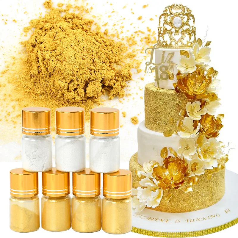 

2/5g Gold Powder Mousse Cake Fondant Macaron Chocolate Glitter Powder Silver Powder Baking Cake Dessert Decorating Tools