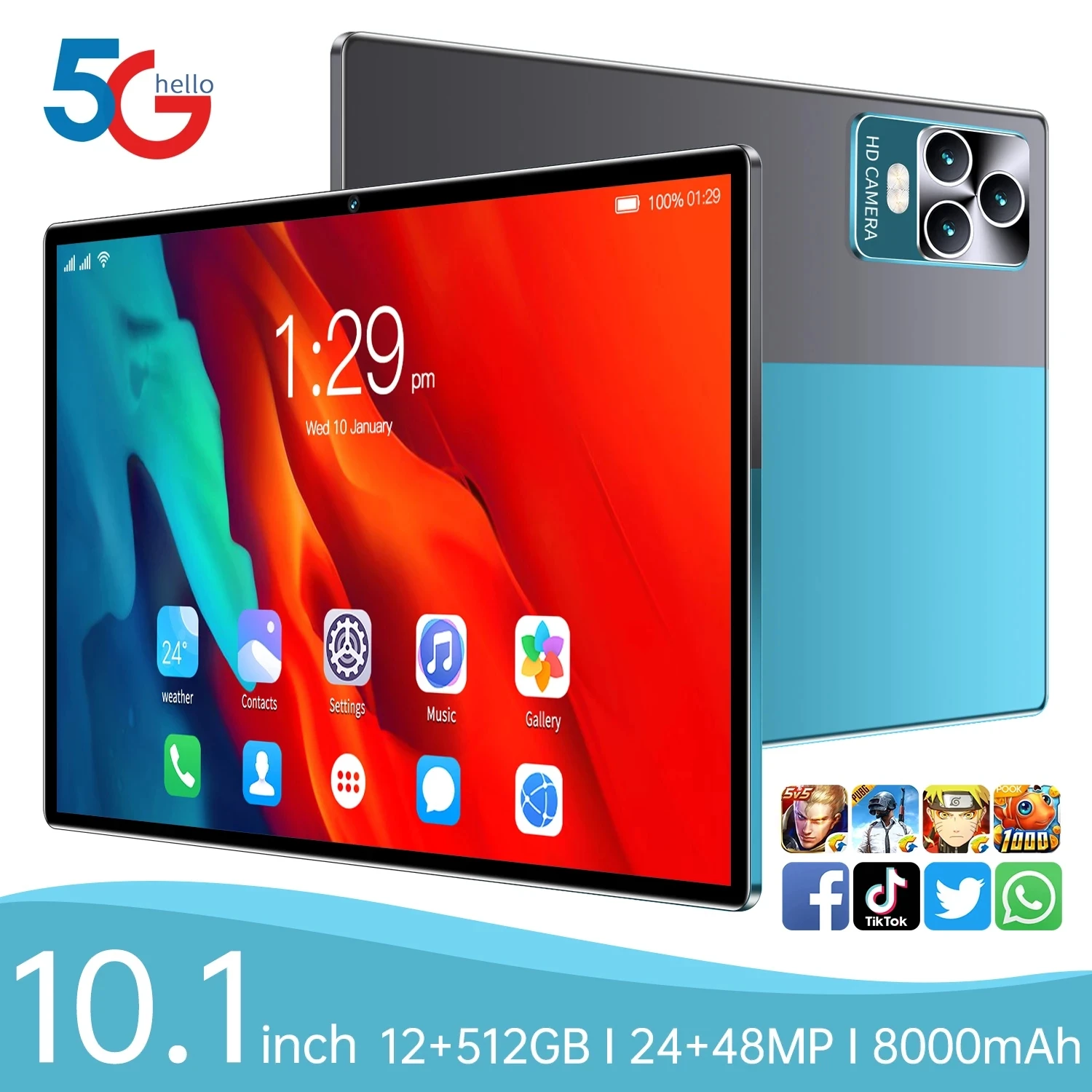 

10,1-дюймовый планшет Android 12 P70, 10,1 ГБ, Qualcomm 512, 870 мАч