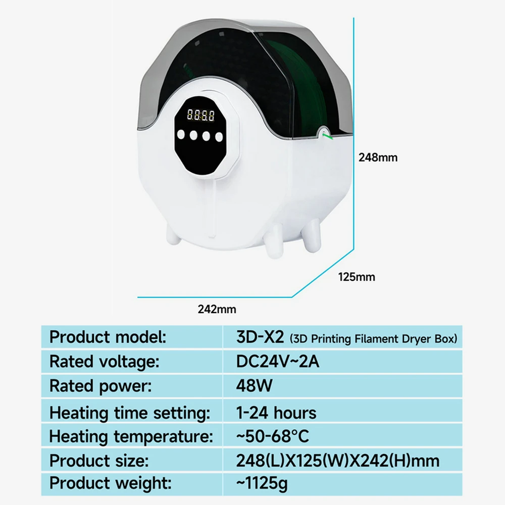 Новое обновление сухая коробка с подогревом нити 3D PLA PETG TPU ABS 1 75 мм 2 85 сушилка для