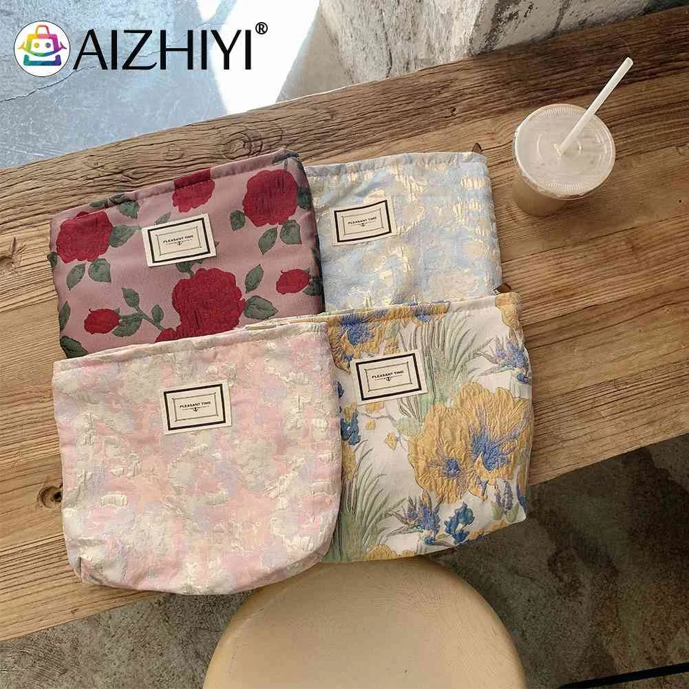 

Органайзер для косметики Женский, жаккардовый Органайзер большой вместимости на молнии, мягкий портативный в стиле ретро, для кошелька