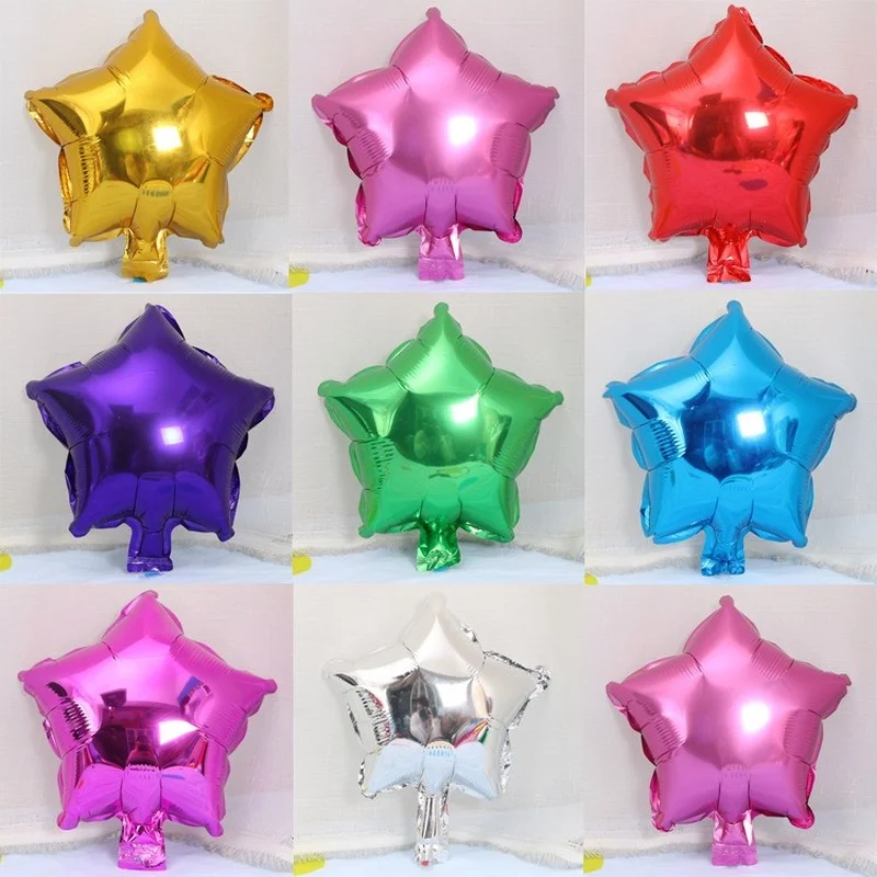 

10PC 10 Inch Five-pointed Star Aluminum Foil Balloons Children's Birthday Party Wedding Decor Supplies Air Balloons Baby Shower