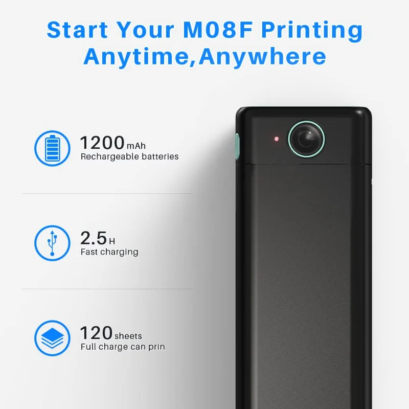 A4 Paper Portable Thermal Printer 216mm Wireless Bluetooth Printer Compatible With Android iOS Laptop For Travel Office