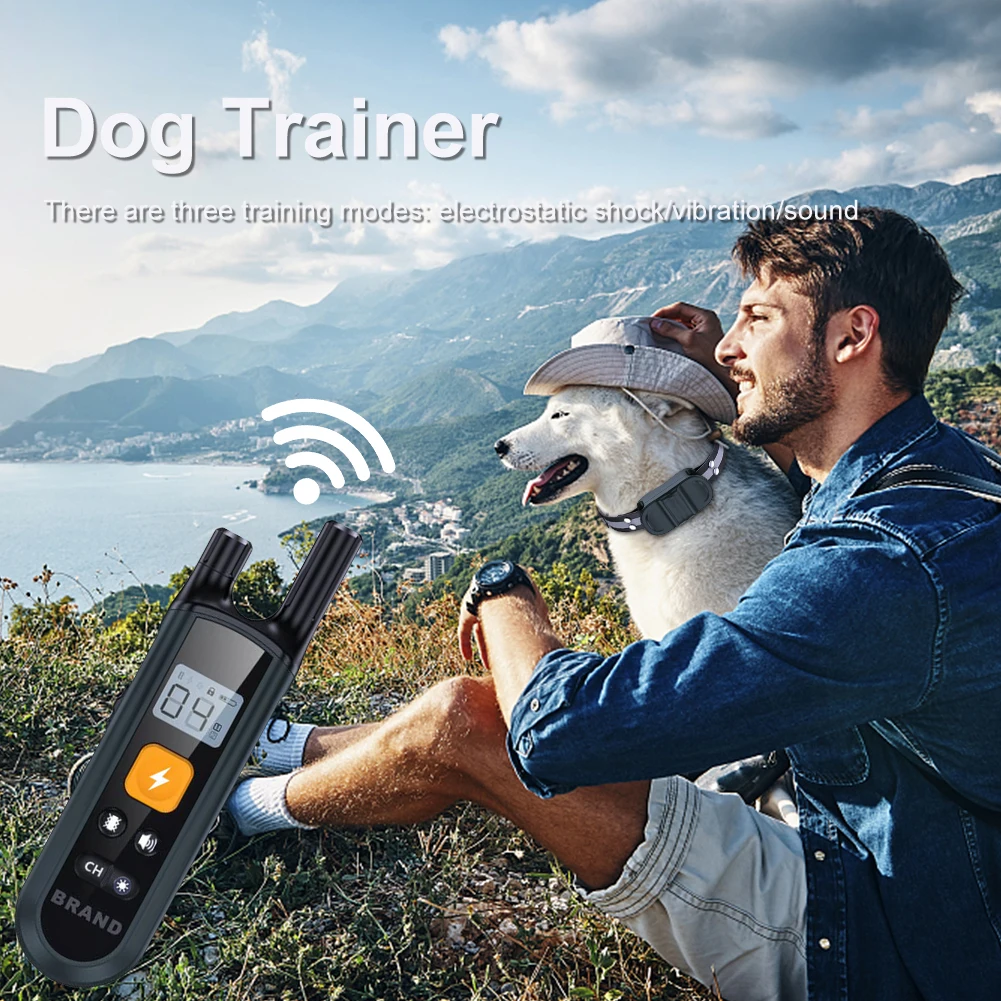 

Пластиковый водонепроницаемый Электрический собачий ошейник с дистанционным управлением регулируемый размер USB зарядка для всех пород до...