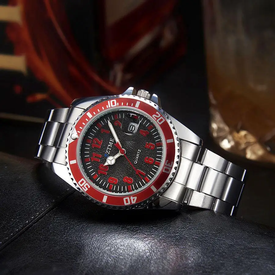 Новые мужские модные часы со стальным ремнем светящаяся функция указателя и