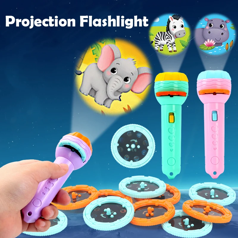 

Baby Sleeping Story Book Flashlight Projector Torch Lamp Early Education Toy