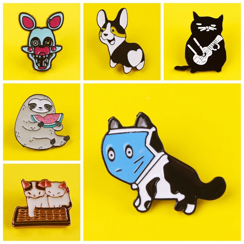 

Cartoon Animal Brooches Cat Series Metal Badges On Pins Lapel Pin Bags Badge Gifts Jeans Jacket Enamel Pins On Garment Przypinki