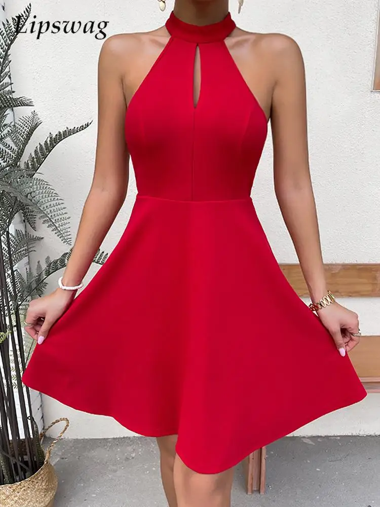 

Модное Элегантное женское платье А-силуэта сексуальное однотонное мини-платье с воротником-стойкой 2022 летние Клубные вечерние платья без р...