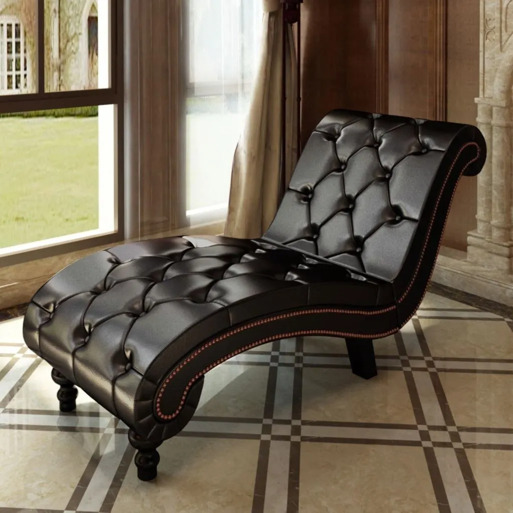 

Chesterfield Brown Chaise Lounge Button Tufted