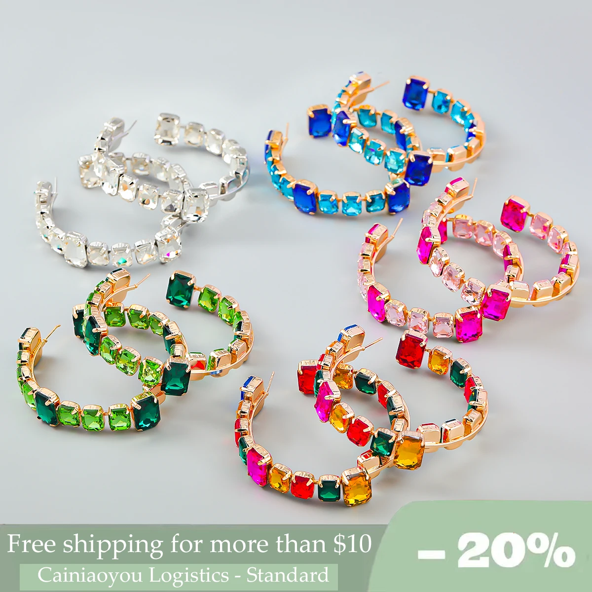 

New Trend Bright Rhinestone Hoop Earrings Women's Earrings Dinner Party Wedding Fashion Statement Luxury Jewelry Accessories
