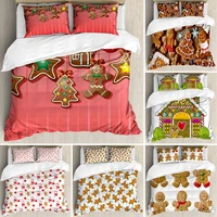 gingerbread man duvet cover set kingqueen size christmas cookies and baubles with bows pastry duvet cover for kid ruby color
