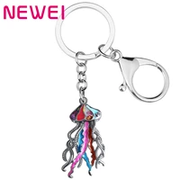 newei enamel alloy floral ocean jellyfish keychains fishes car key ring chain gifts fashion jewelry for women girls accessories