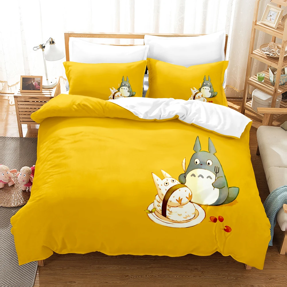 

My Neighbor Totoro Bedding Set Single Twin Full Queen King Size Kawaii Bed Set Aldult Kid Bedroom Duvetcover Sets 3D Print 043