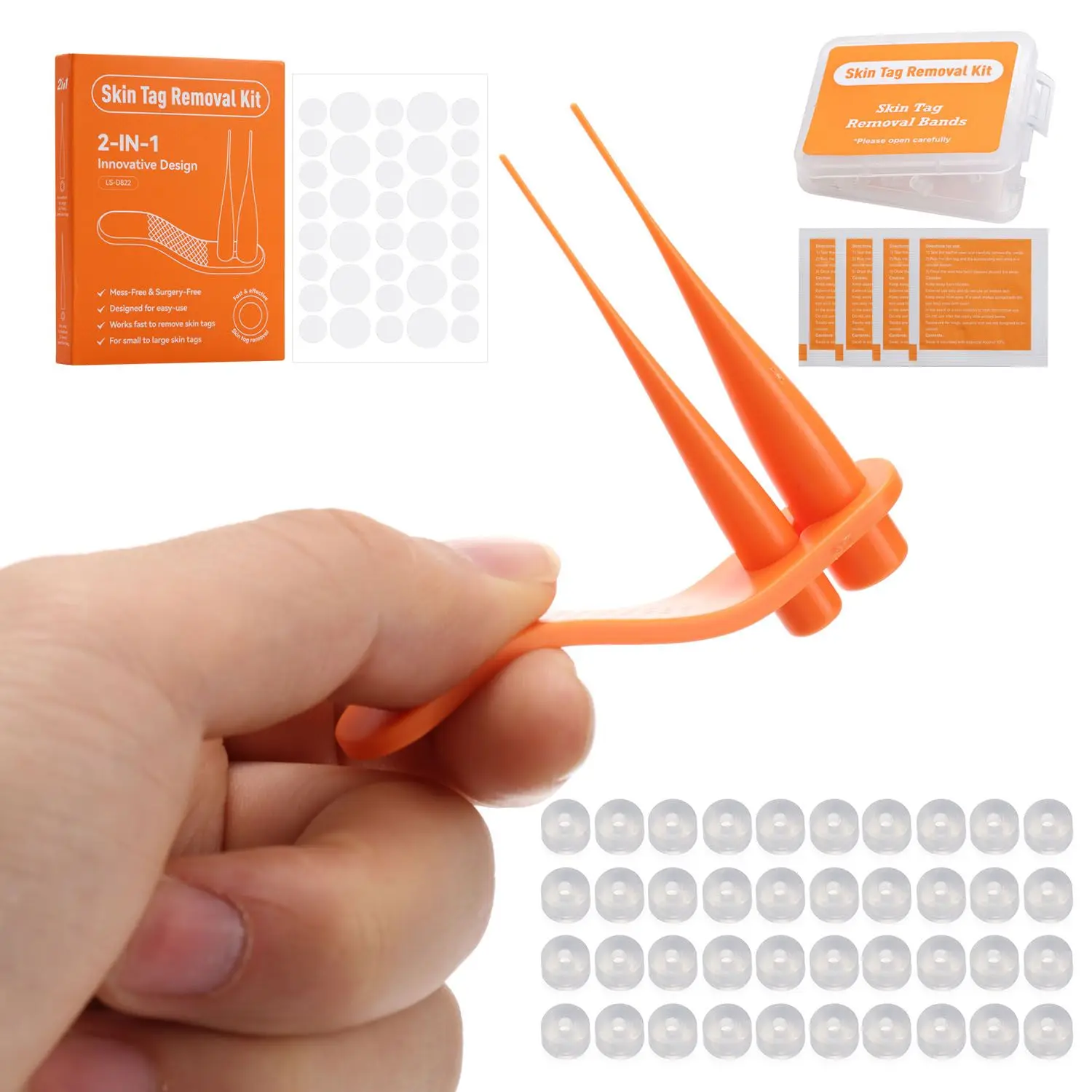 

2 in 1 Skin Tag Remover Kit Patches Alcohol Pads Rubber Bands Face Care Mole Wart Tool Mole Wart Face Care Tool Beauty Health