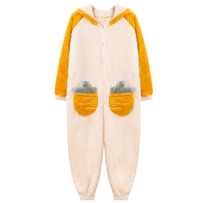 Winter thickening coral fleece pajamas women Flannel  onesie women sexy cute cartoon warm sweet jumpsuit