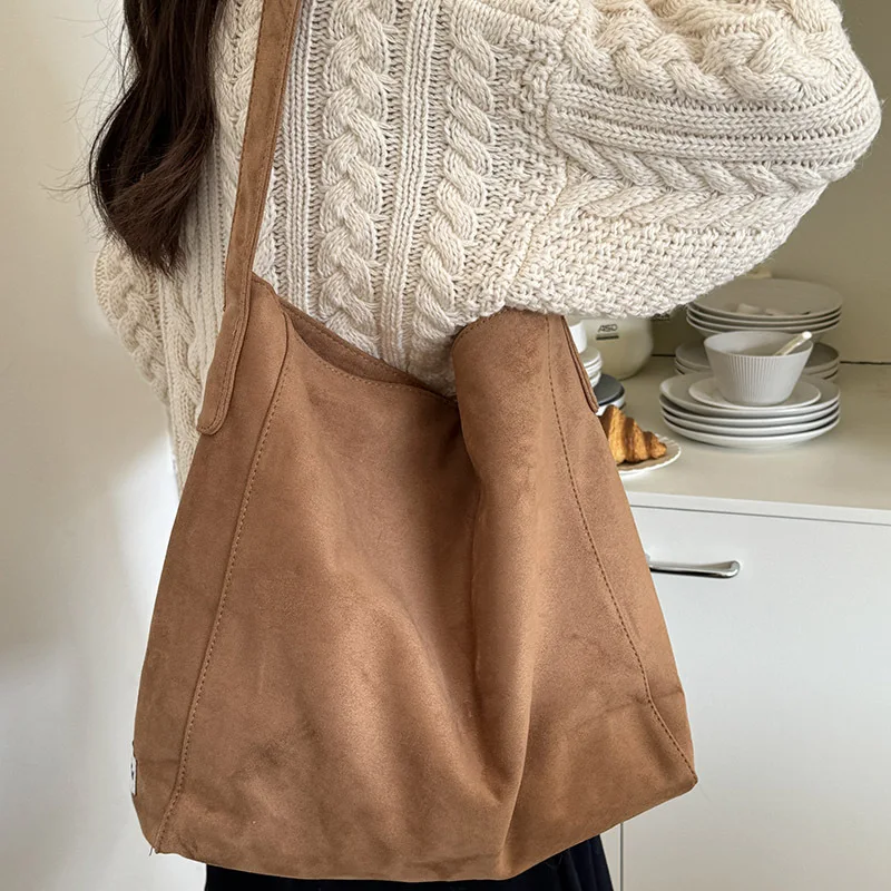 Женские сумки-ведра из искусственной замши большая вместительная женская сумка