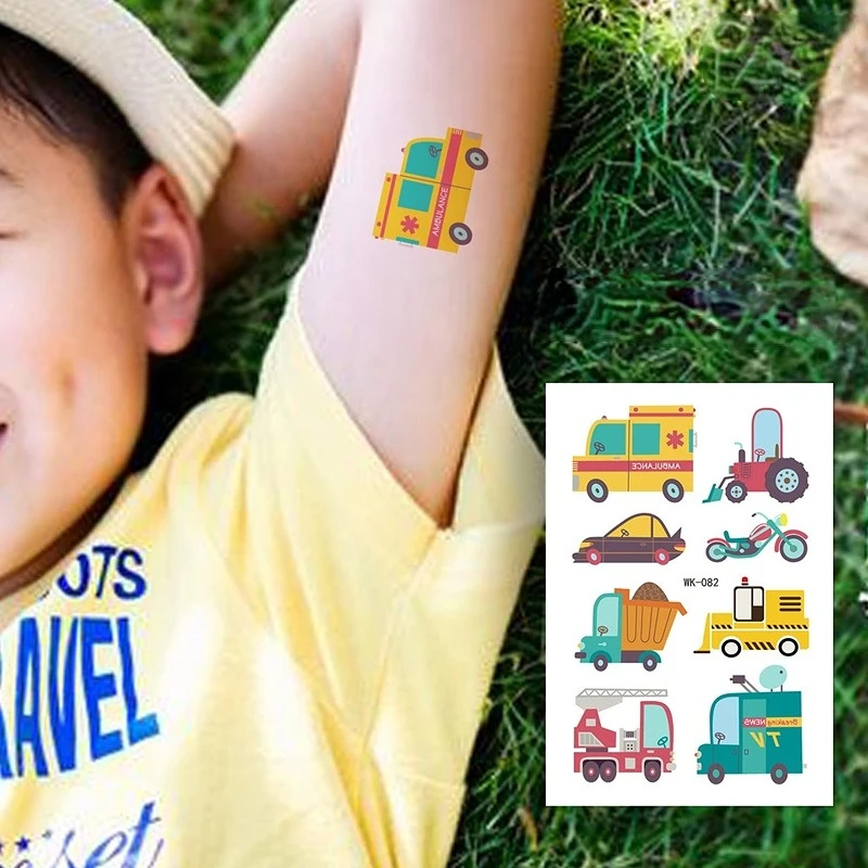 

Fake Tattoo Stickers Cartoon Car Temporary Tattoo Kids Children Hands Arm DIY Body Art Tatuaze Dla Dzieci Tatuajes Temporales