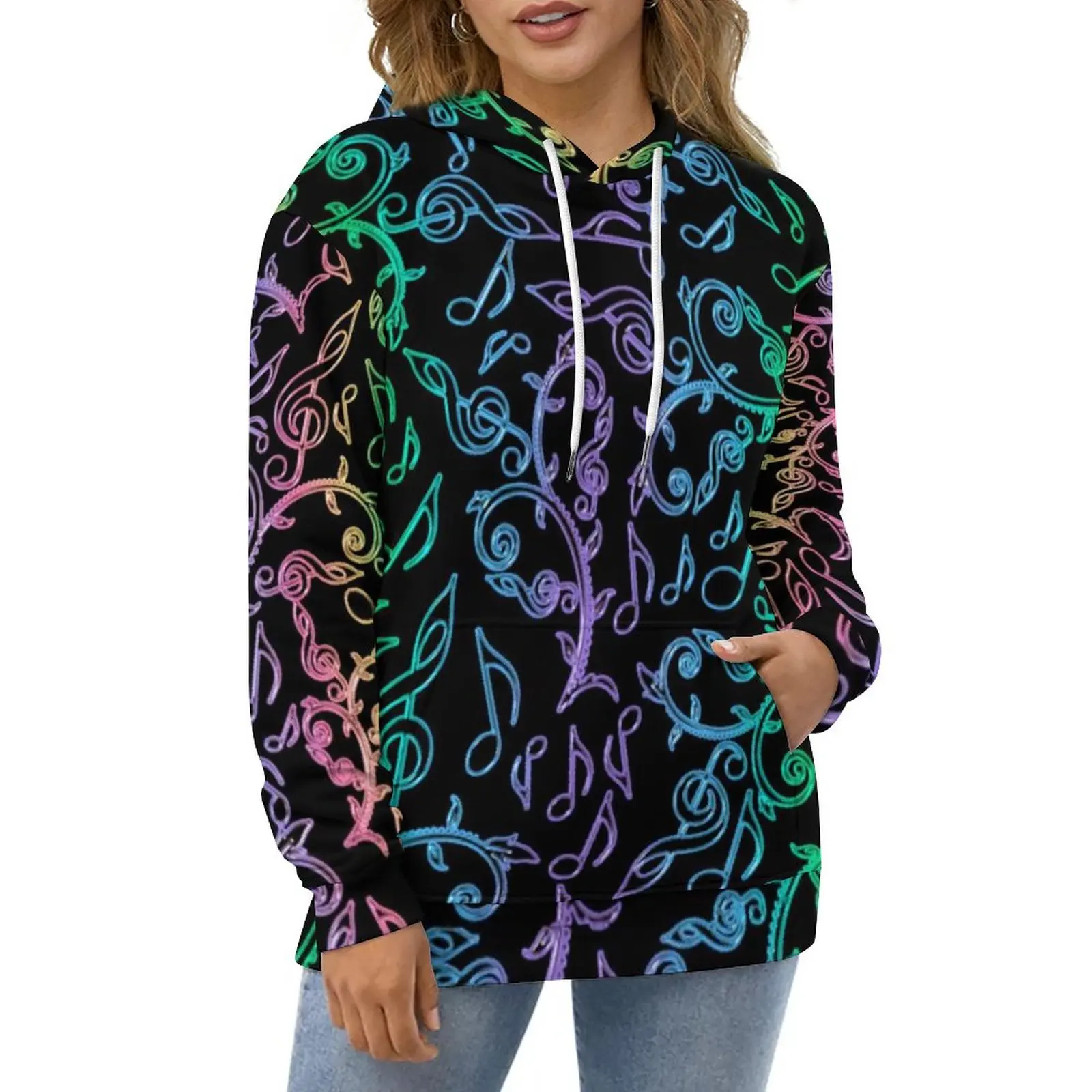 

Худи в стиле Харадзюку с длинными рукавами и цветочным принтом