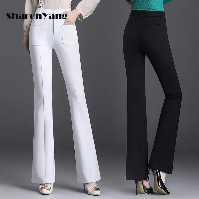 Large Size White Flare Pants Woman High 