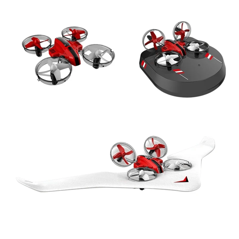 

3 in 1 RC Aircraft DIY Sky Mode Remote Control Land Drone 4 Axes Hovercraft Fixed Wing Glid Stunt Glider