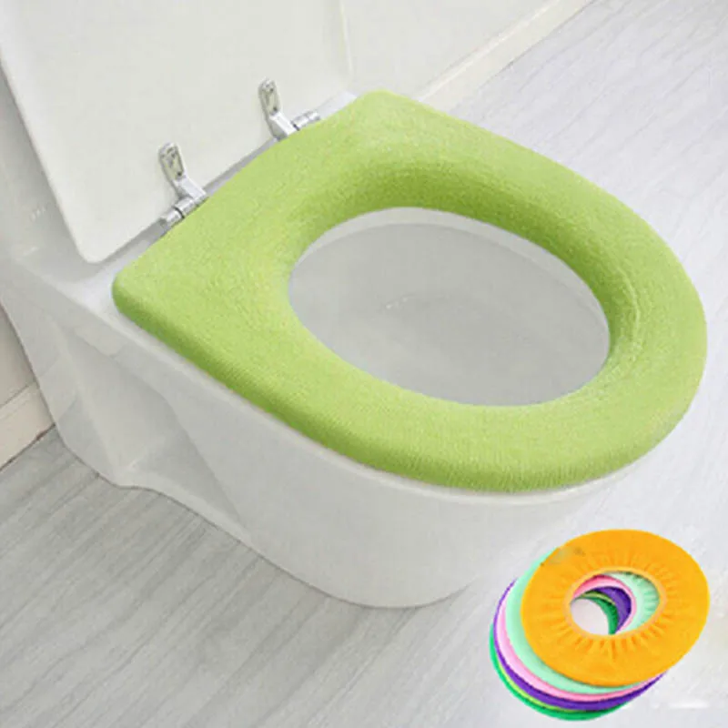 

1Pcs Warm Toilet Seat Cover Closestool Mat Washable Bathroom Accessories Random Pure Color Soft O-shape Pad Bidet Cover